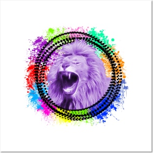 Colourful Rainbow Lion Explosion Posters and Art